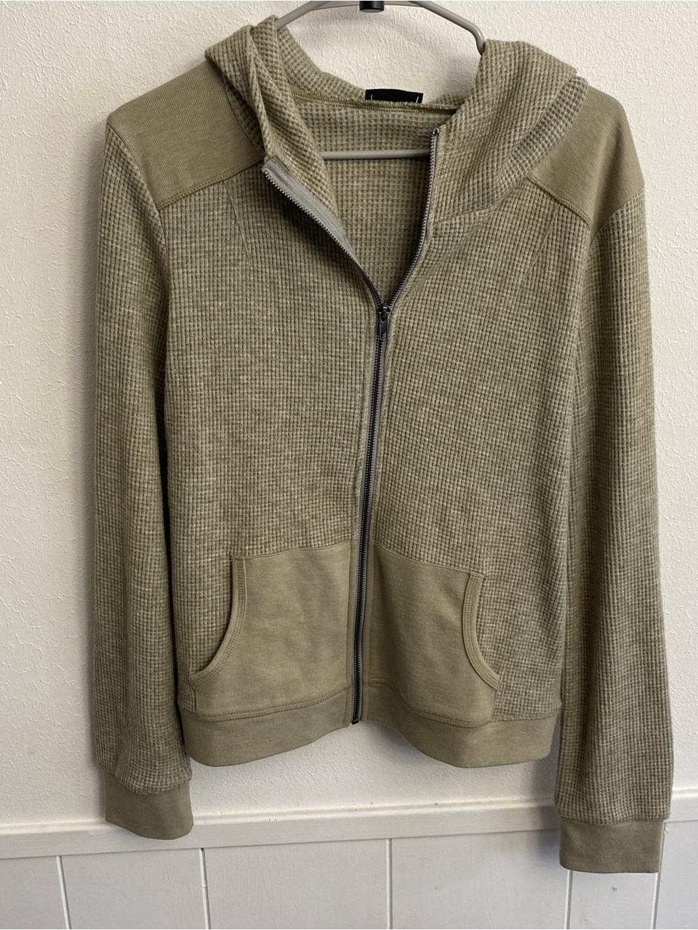 Miss Me Olive Ribbed Zip Jacket